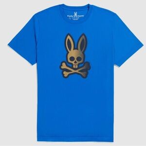 Psycho Bunny Kid's Delft Blue Copa Bunny Graphic Crew-Neck Short Sleeve Tee sz L